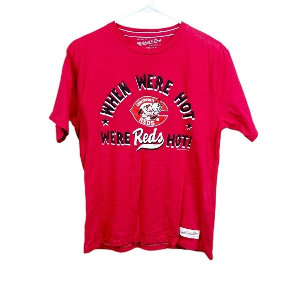 Mitchell & Ness When Were Hot We're Reds Hot MLB Retro Distressed Shirt Baseball